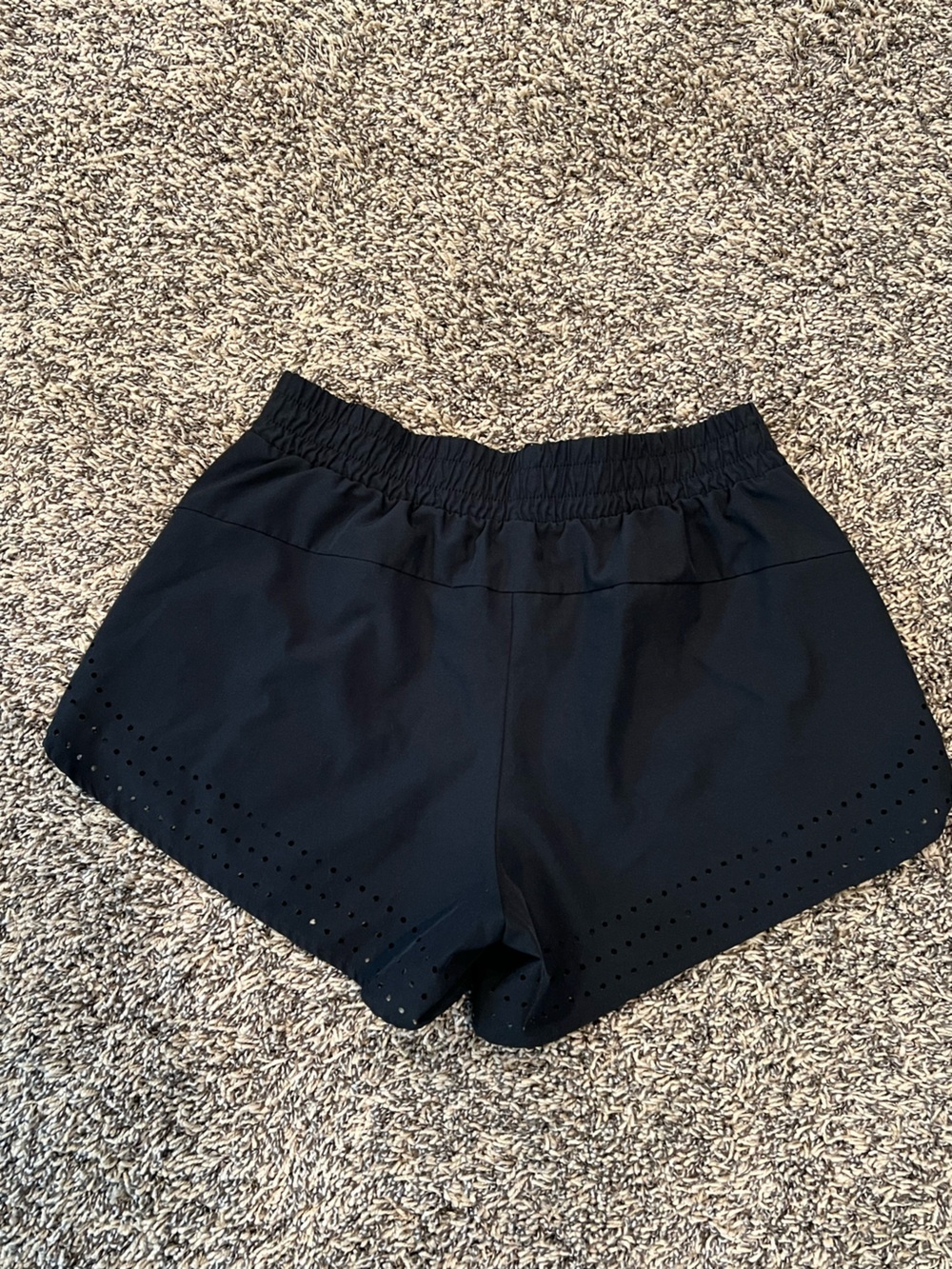 90 Degree By Reflex Black Women's Athletic Shorts with Laser-Cut Hem - Picture 2 of 3